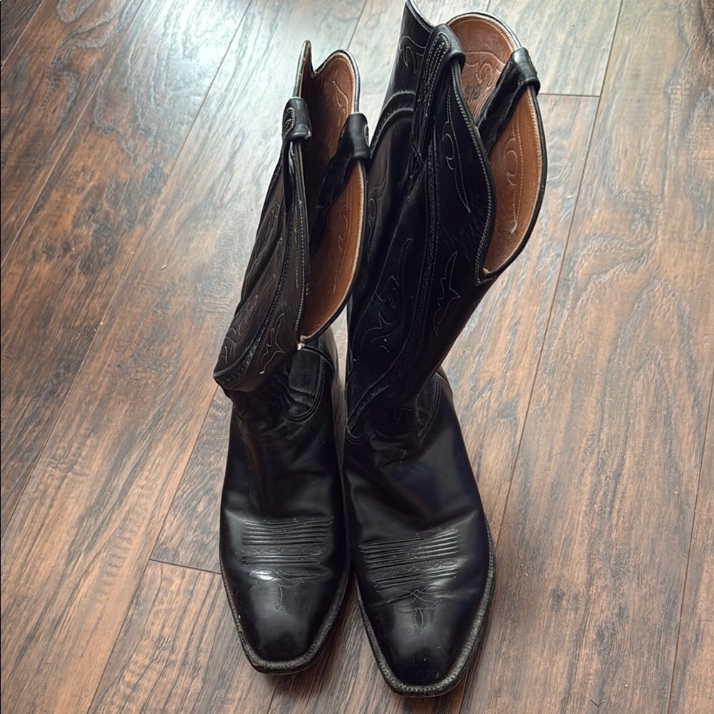 Black Leather Cowboy Boots